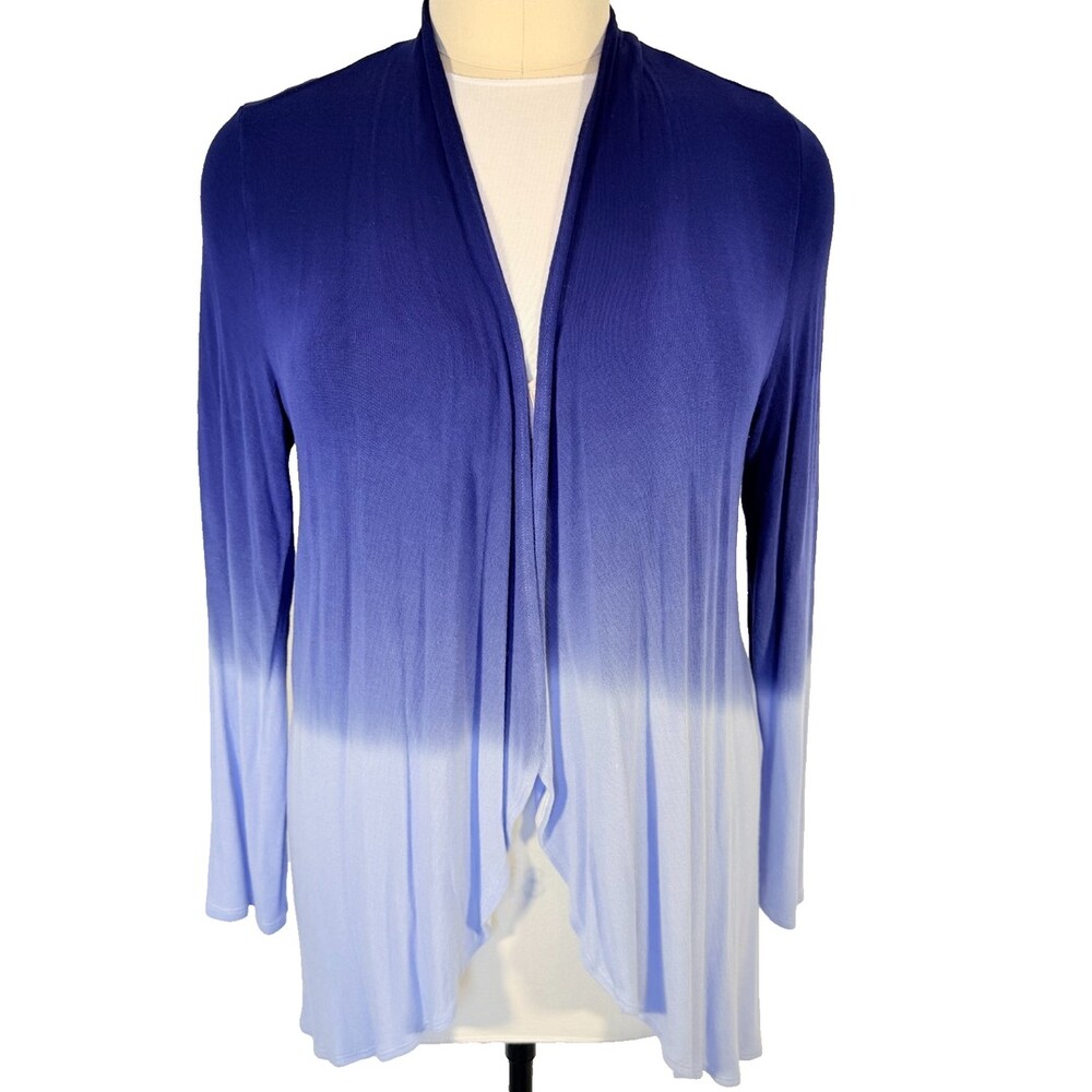 INC Cardigan XL Women's Open Front Blue Ombre Long Sleeve Waterfall Front